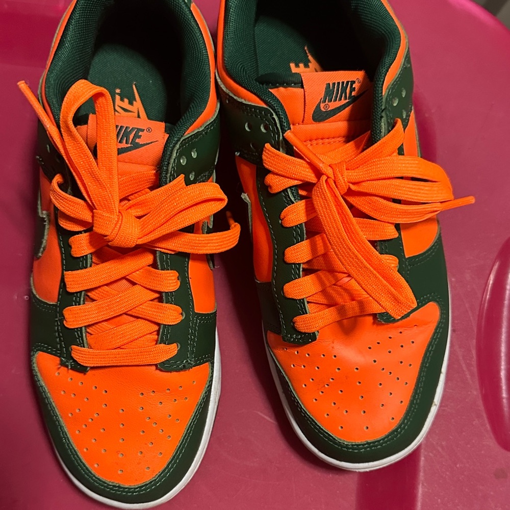 Nike Men's Sneakers in Orange and Green worn once UMIAMI colors